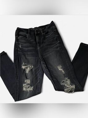 American Eagle Outfitters Dark Distressed Skinny Jeans, Sz 4 Regular